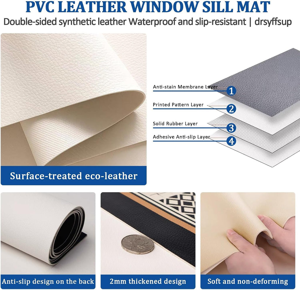 Window Sill Protector 10 15 20 25 30cm Wide, Waterproof PVC Window Ledge Cover, Cuttable Windows Replacement Mat for Home Decor(27x71in/70x180cm)