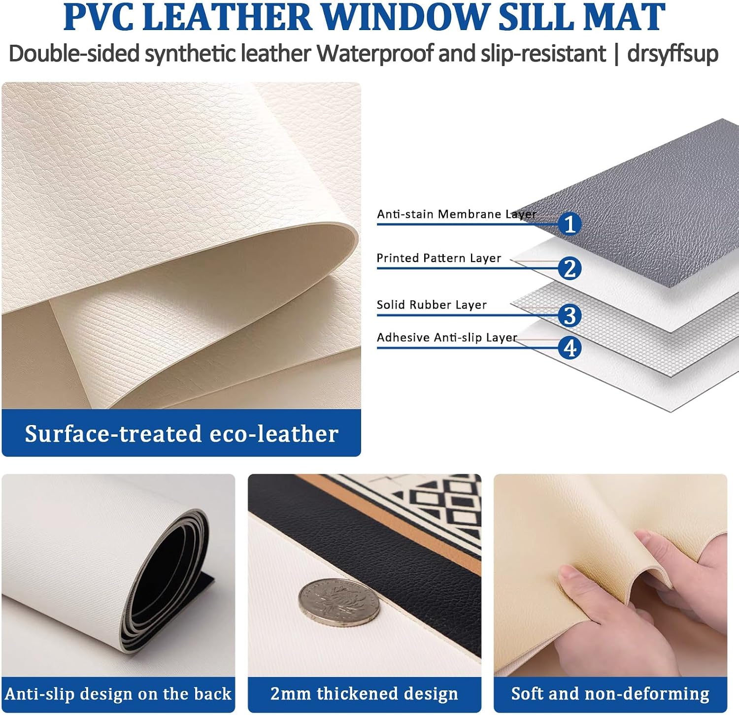 Window Sill Protector 10 15 20 25 30cm Wide, Waterproof PVC Window Ledge Cover, Cuttable Windows Replacement Mat for Home Decor(27x71in/70x180cm)