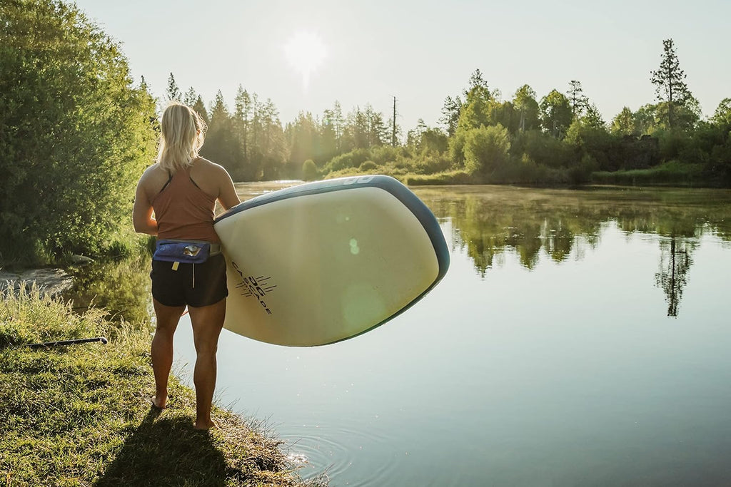 AQUAGLIDE Inflatable Stand Up Paddle Board with Premium SUP Accessories - Backpack, 3-Piece Focus Leverlock Paddle, Fin, Leash, and Hand Pump - Cascade 10' ISUP, Multicolor