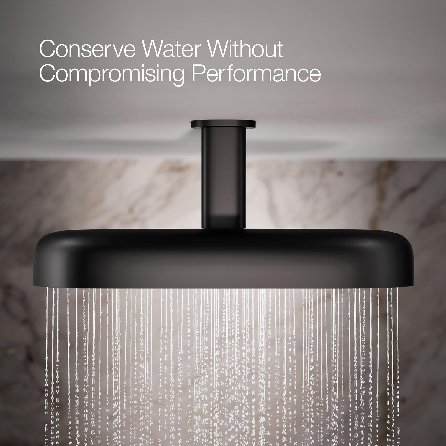 Kohler 26297-BL Statement® Oblong 18' two-function rainhead, 2.5 gpm, Matte Black