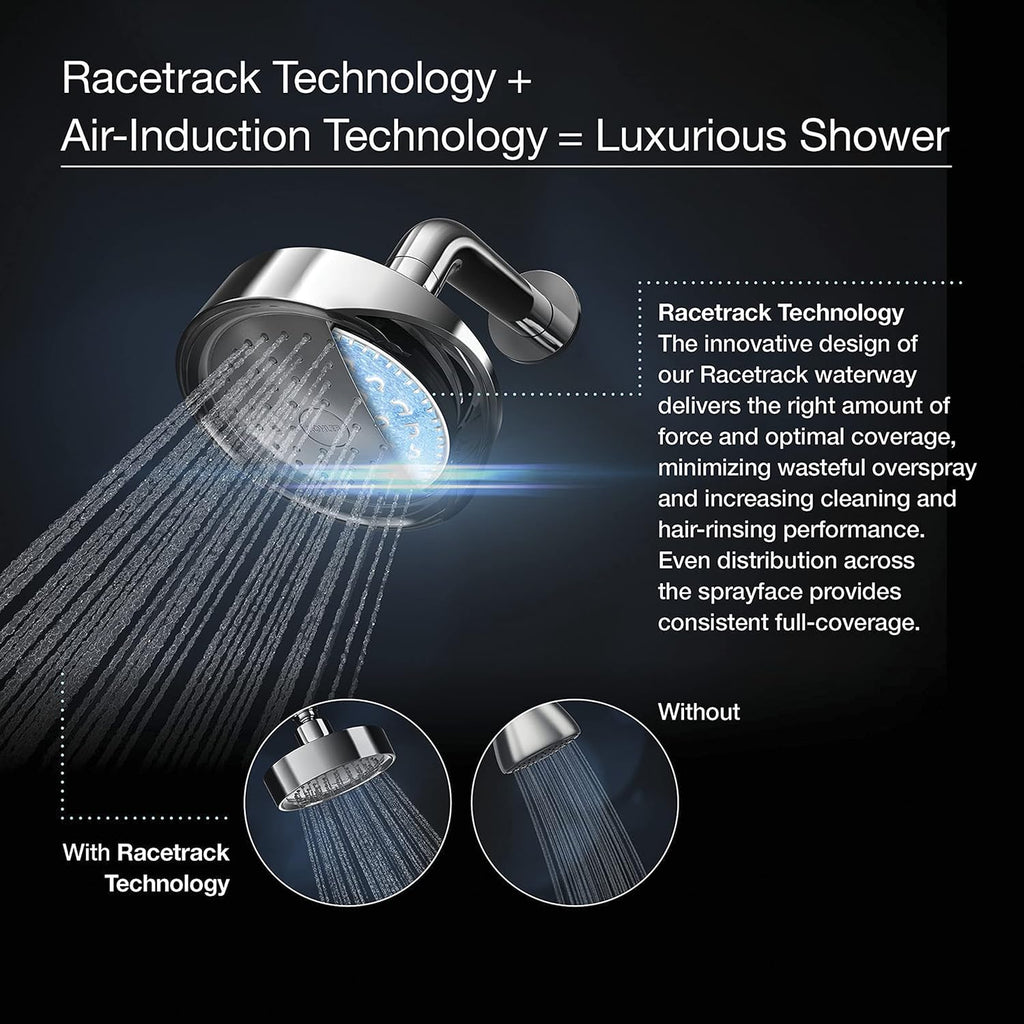KOHLER 22169-G-AF Forte Multifunction Showerhead, Wall-Mount, 3 Spray Settings, 1.75 GPM, Vibrant French Gold
