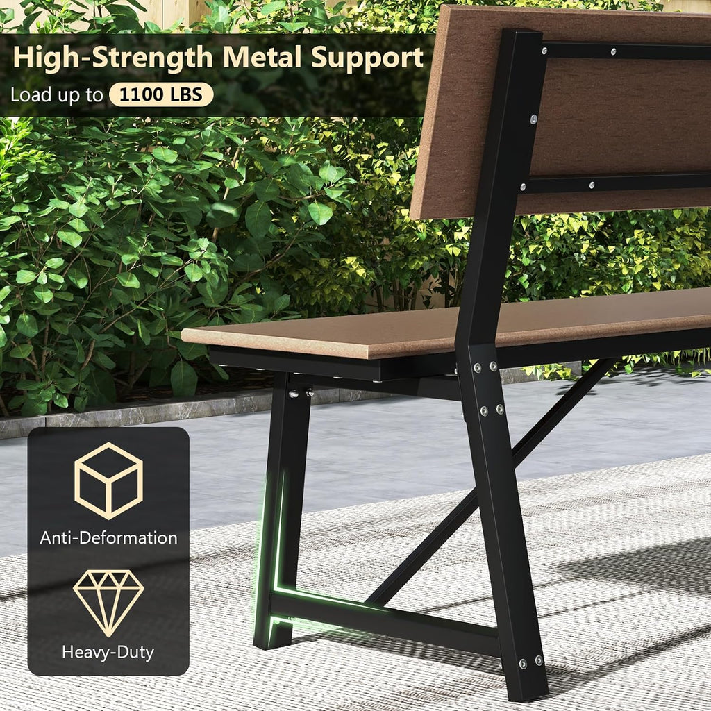 Tangkula 72' Outdoor Bench, Extra Long Patio HDPE Bench for 4 People, 1100 lbs Weight Capacity, Heavy-Duty Patio Picnic Dining Bench for Garden, Porch, Lawn, Backyard & Park