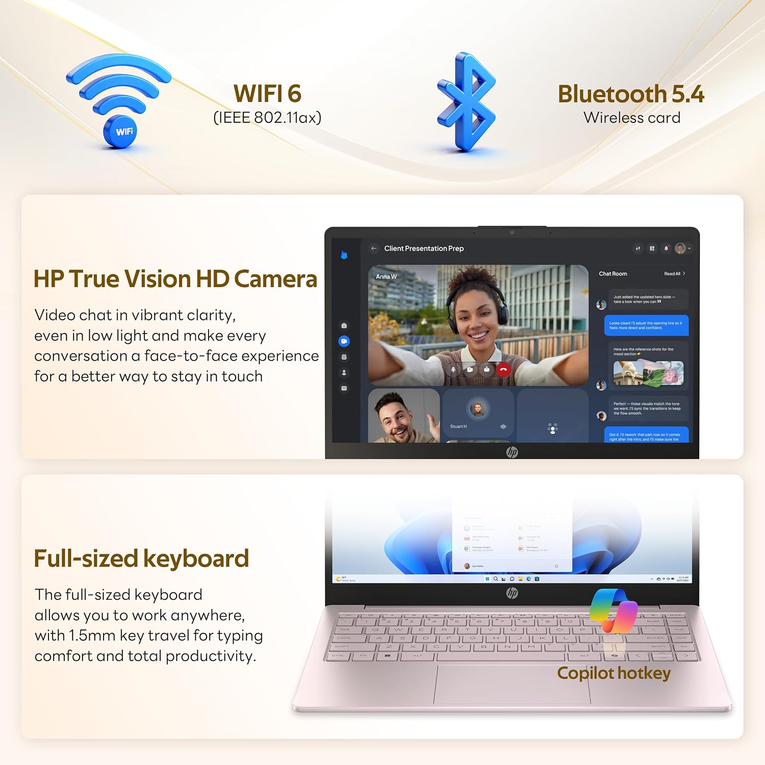 HP Stream 14' HD Student&Business Laptop with AI Copilot, Intel Processor N150, 4GB RAM, 1.12TB Storage (128GB UFS + 1TB Docking Station), 1 Year Office 365, Intel Graphics, Win 11, Tranquil Pink