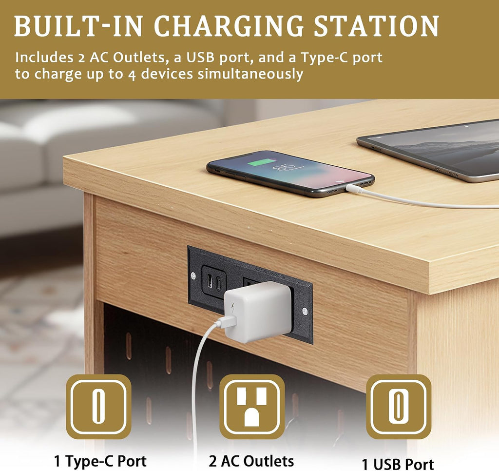 RiteSune 55' Office Desk with USB Charging, Fluted Computer Desk with Pegboard, Convertible Keyboard Tray & Adjustable Storage Cabinet, Modern Home Office Desk