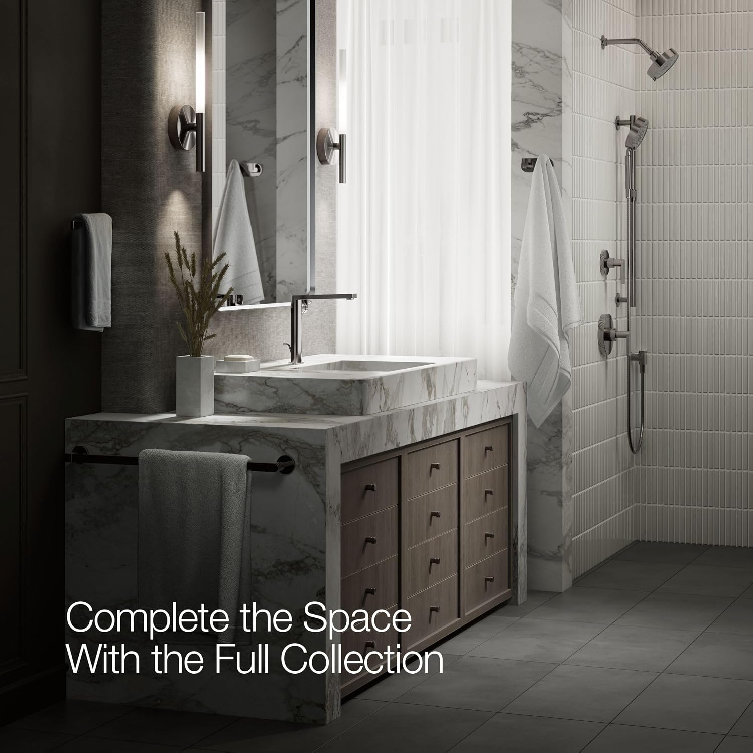 Kohler 73168-4-TT Composed® Tall Single-Handle Bathroom Sink Faucet with Lever Handle, 1.2 gpm, Vibrant Titanium