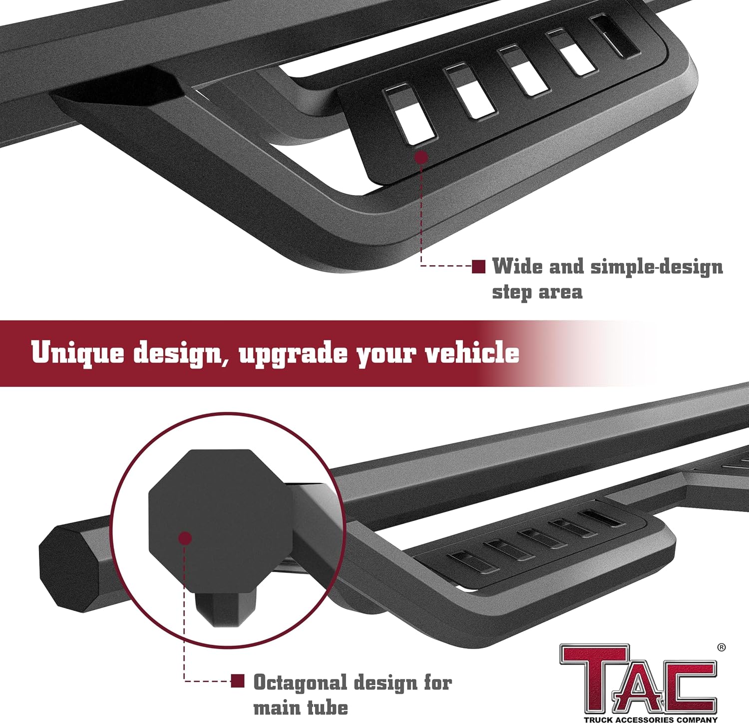 TAC Gen5 Running Boards Compatible with 2015-2026 F150 Supercrew Cab| 2022-2026 F150 Lightning EV| 2017-2026 Super Duty Crew Cab| 4' Drop Side Steps Nerf Bars| Pickup Truck| Fine Texture Black (2pcs)