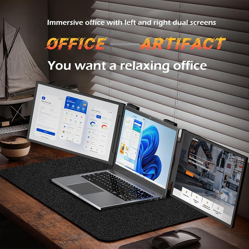 14' Laptop Screen Extender FHD 1080P IPS - Multi-Angle Rotatable, Portable Dual Monitor USB-C Plug & Play for 13'-16' Laptops, Works with Macos/Windows/Android/Switch/Xbox