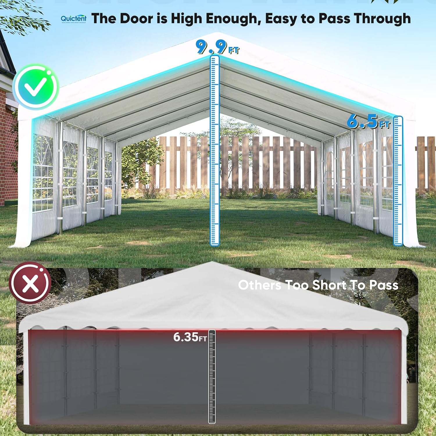 Quictent 10x30 Party Tent Heavy Duty Outdoor Canopy Tent Carport Wedding Event Shelter BBQ Wedding Tents for Parties with Storage Bags(Church)