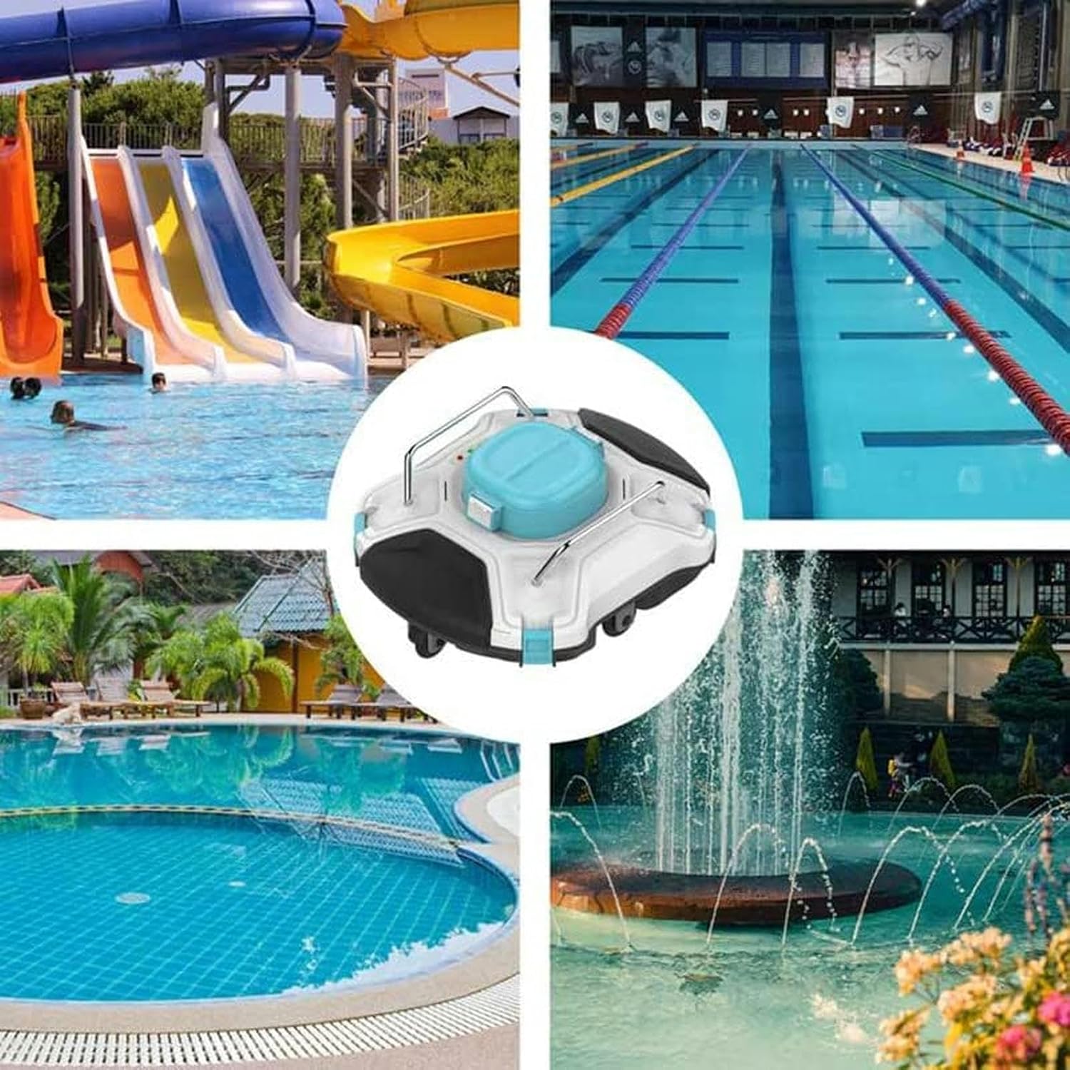 Wireless Robotic Cleaner for Swimming Pools, Pool Vacuum Cleaner with Improved Double Drive Engines, Up to 90 Minutes of Cleaning for Pools On The Floor Or On The Ground Up to More