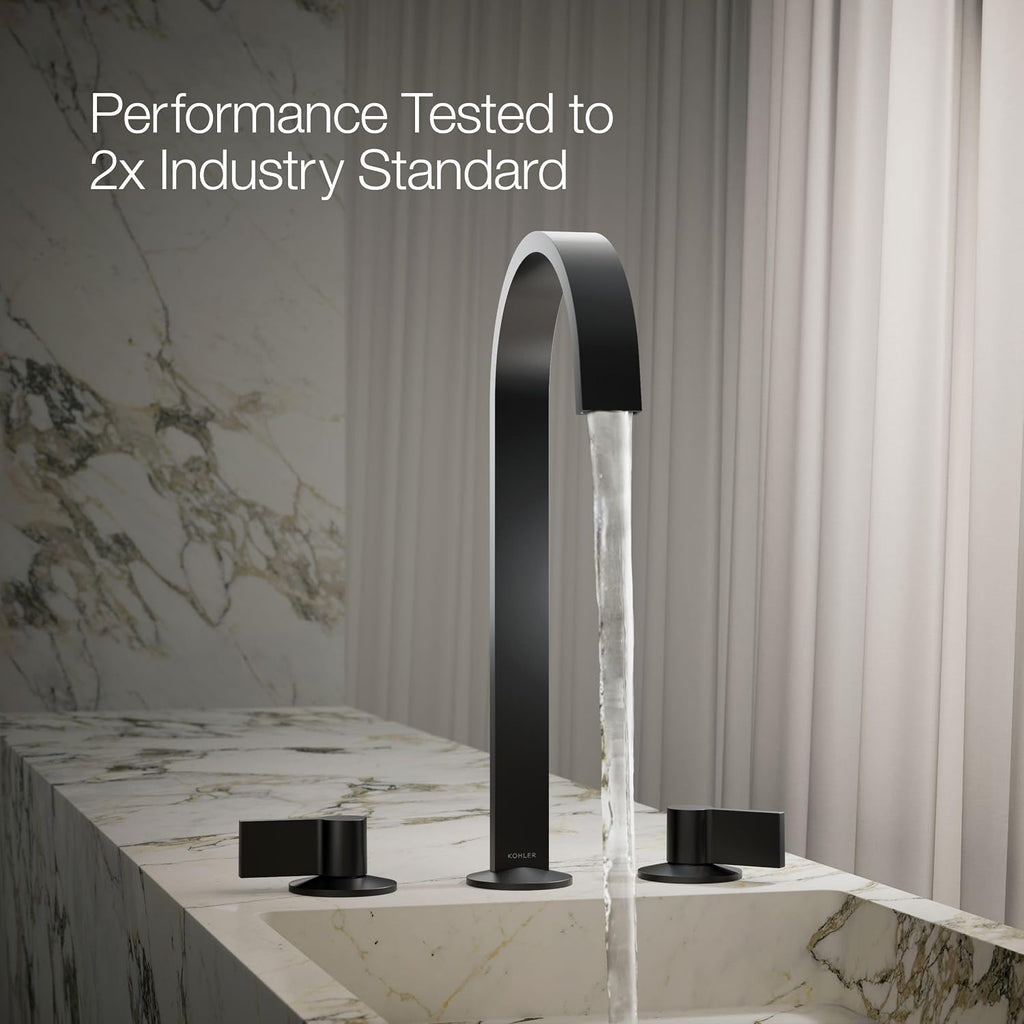 Kohler 77966-BL Components® Bathroom Sink Faucet spout with Ribbon Design, 1.2 gpm, Matte Black