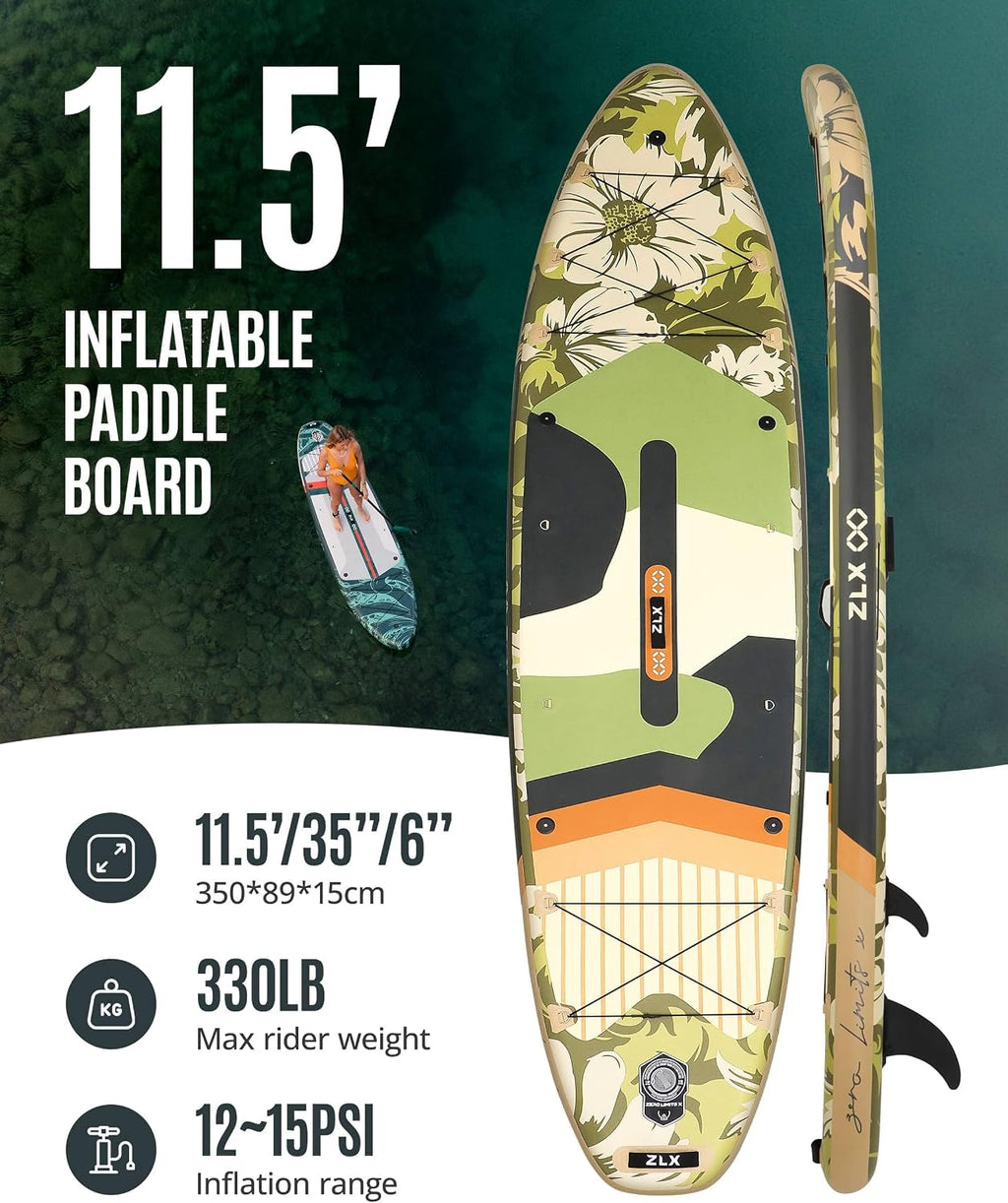 2 PCS Paddle Board - 10.5 FT Inflatable Stand Up Paddle Board with Accessories & 11.5 FT Inflatable Stand Up Paddle Board Skill Levels, Adults & Youth