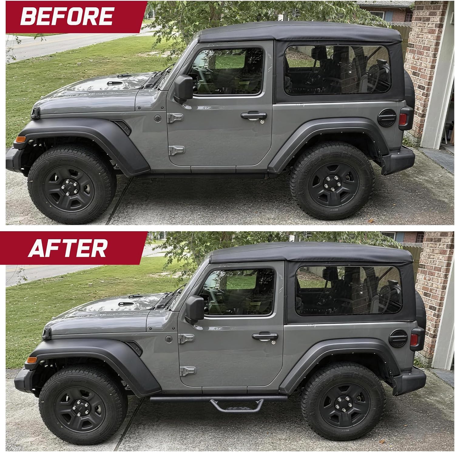 SMANOW Drop Down Style Running Boards Compatible with 2018-2026 Wrangler JL 2 Door, Dual-Stage Textured Black Powder Coated Side Steps Made with Carbon Stee. Wrangler JK Step Bars Nerf Bars.