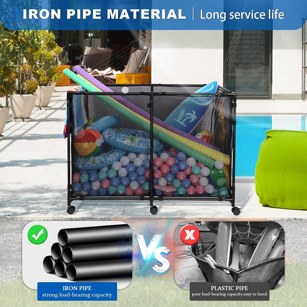 271 Gal Super Large Capacity pool storage | For Outdoor Pools/courtyard/Beaches, Stores Swimming Rings/Floaters & More,With Lockable Wheels, Portable & Space-Saving,pool float storage (L)