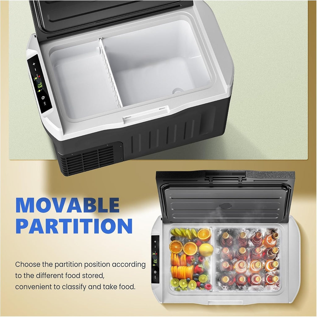 Portable Refrigerator, 22QT(21L) 12V Cooler, Compressor Mini Fridge, -4℉~68℉,12/24V DC 110~240 Volt AC For RV/Truck