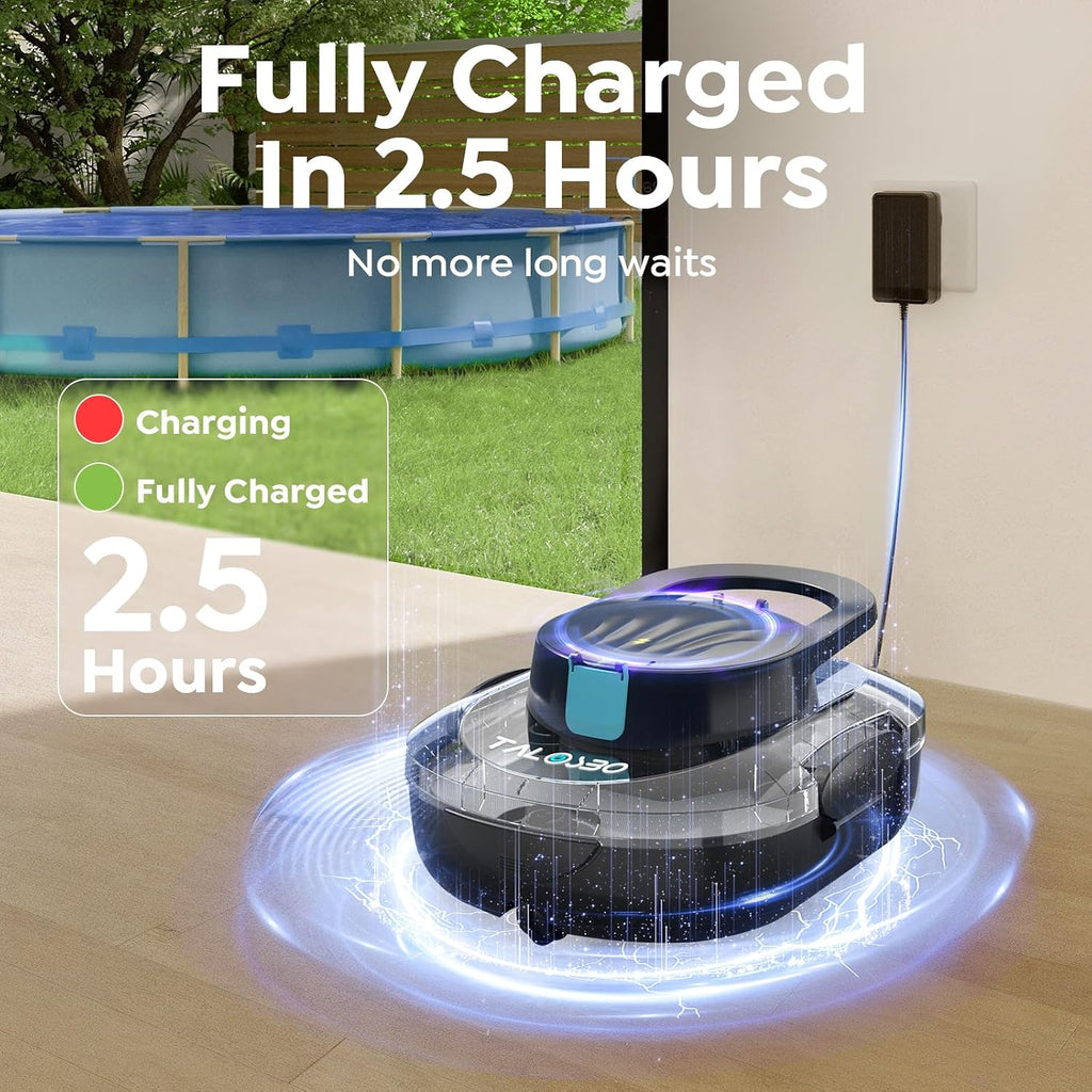2026 TALOSBO S1 Pro Cordless Pool Cleaner – Dual Motor Suction, 120-Min Runtime, Fast Charging, Large-Capacity Filter Basket & Smart Self-Parking for Above-Ground Pools Obsidian