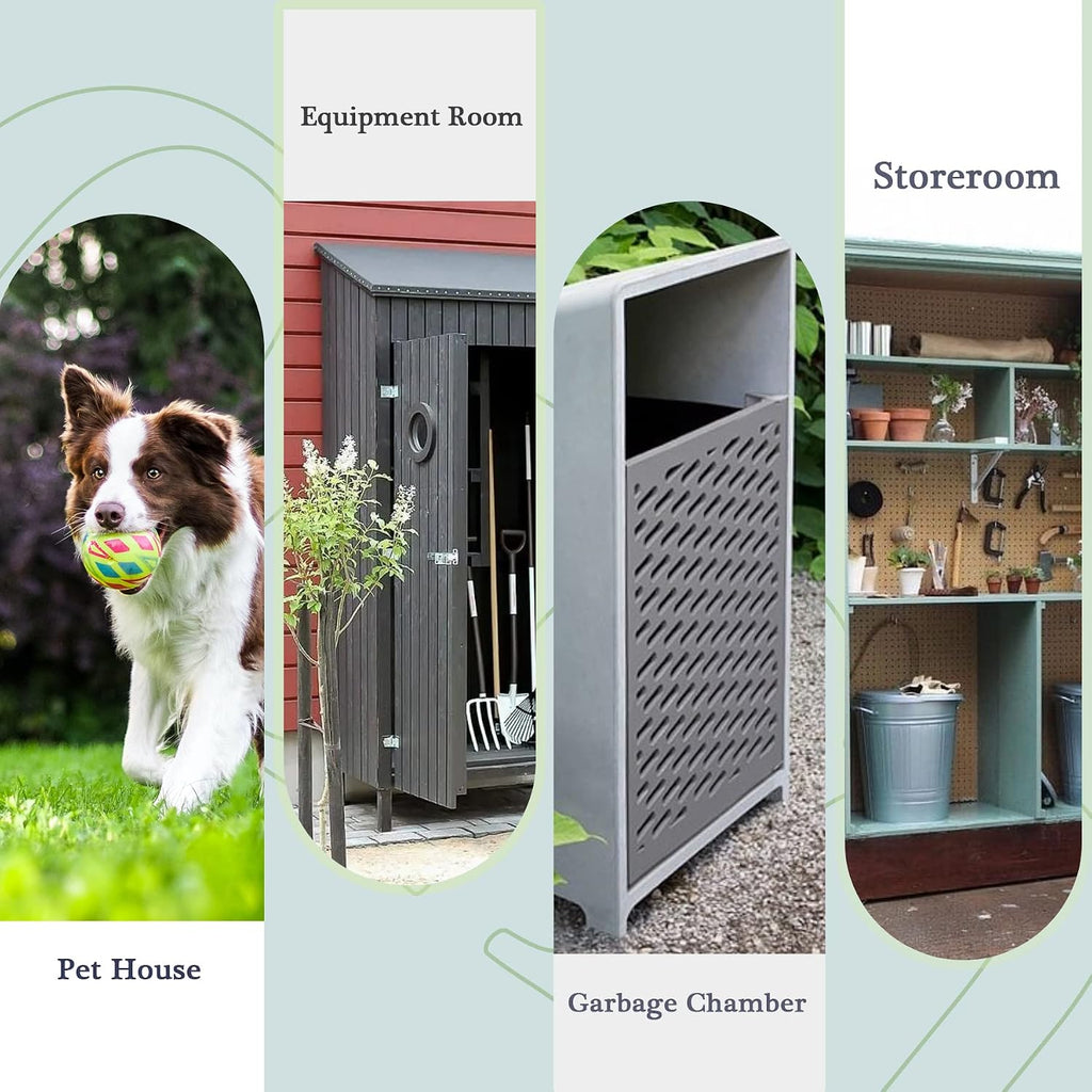 Domi Outdoor Storage Shed 5.7'x3', Metal Sheds Outdoor Storage with Lockable Doors & Air Vents for Patio Garden Lawn Backyard,Gray