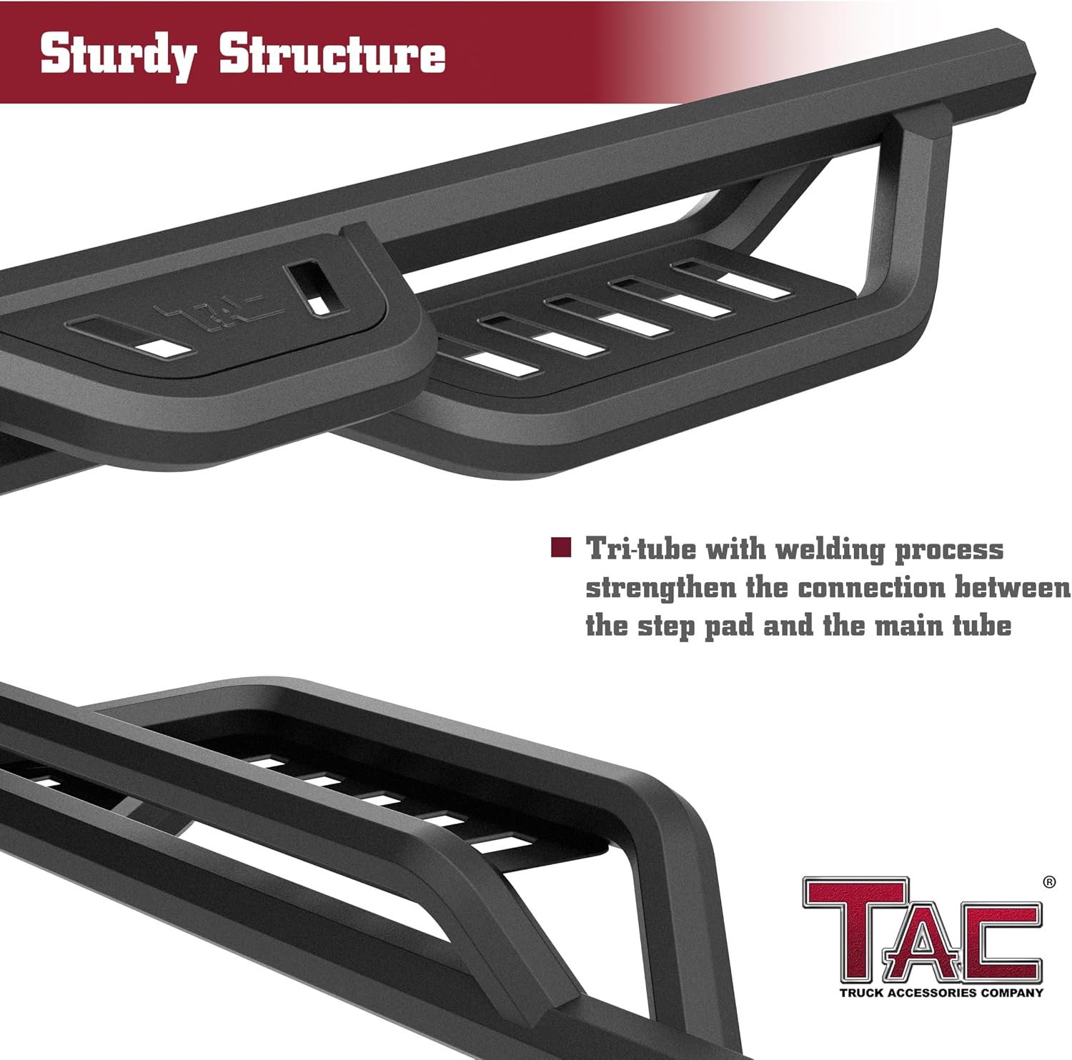 TAC Gen5HD Running Boards W/T 4'-Drop Compatible with 2015-2026 F150 Supercrew Cab| 2022-2026 F150 Lightning EV Supercrew Cab|2017-2026 Super Duty Crew Cab| Side Steps| Nerf Bar| Two-Stair| 2 pcs