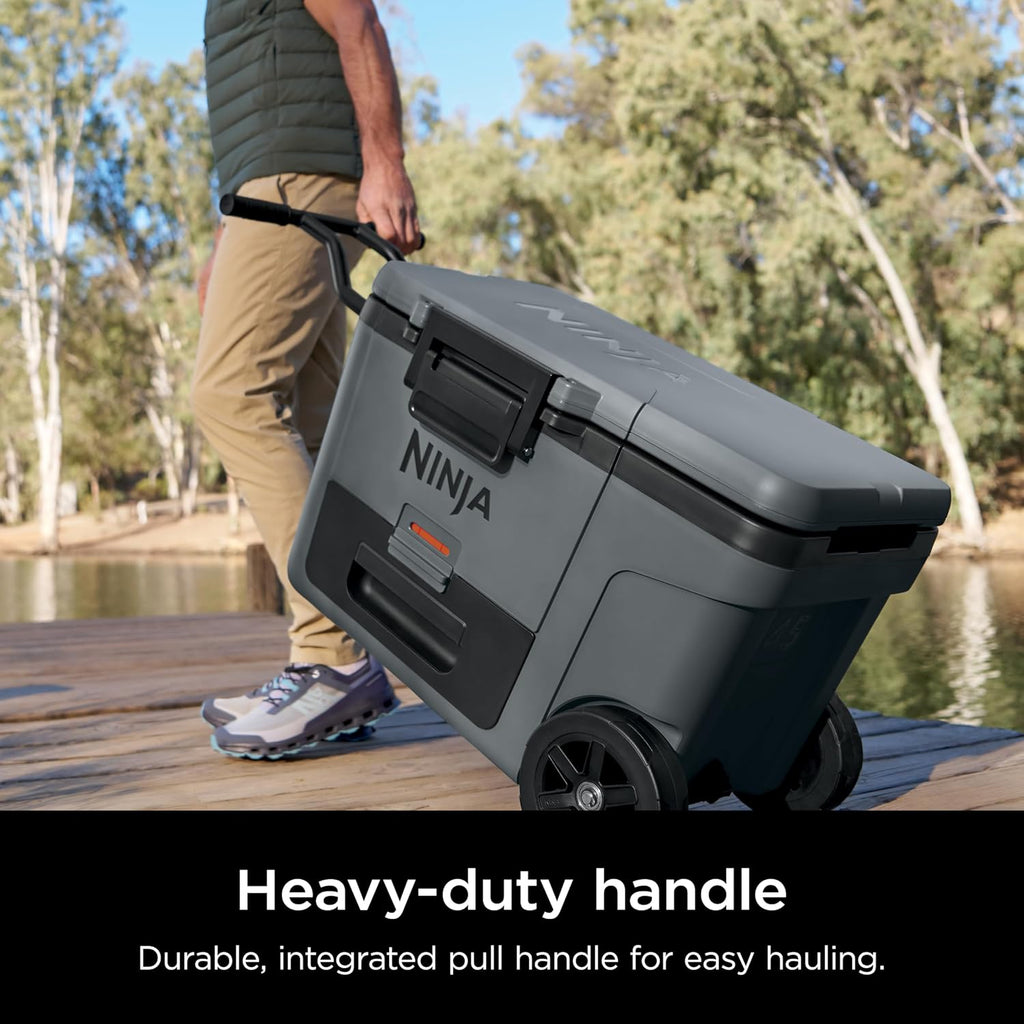 Ninja | Cooler | FrostVault 45QT Cooler with Wheels | Insulated with Temp Dry Storage Drawer | Keeps Ice Cold for Days | for the Beach, Camping, Picnics & More | Grey | FB245CG