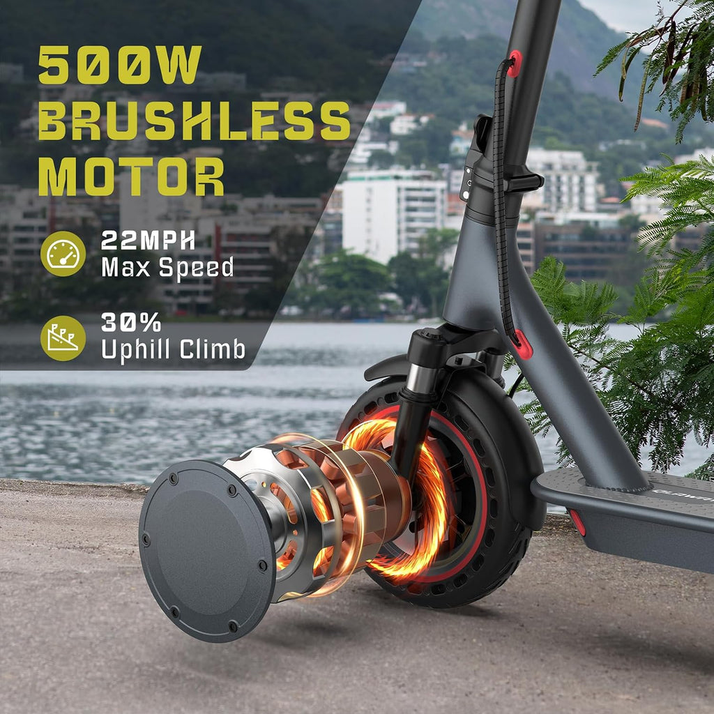 Qlaway 8.5' E Scooter for Adults 19/22 MPH 350/500W Motor 187.2/288.6/441WH Battery, Motorized Scooter Up to 22 Miles Range, Foldable Bearing 265 LBS/APP Control