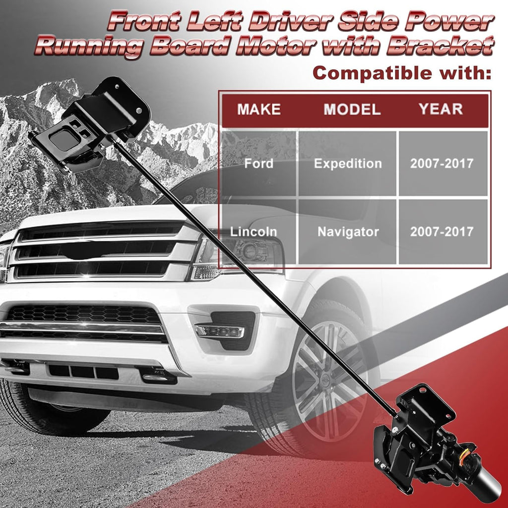 Driver Side Power Running Board Motor Assembly with Front & Rear Bracket Compatible with Ford Expedition 2007-2017, Lincoln Navigator 2007-2014. for 131.0 inch Wheelbase only