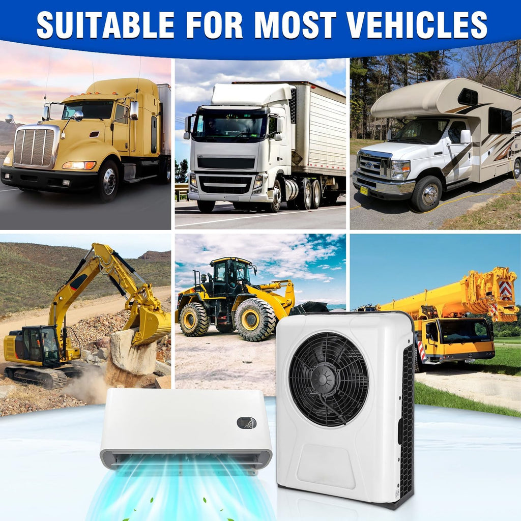 12v Air Conditioner 10000BTU 12 volt AC Unit for Semi Truck RV Motorhome Bus Trailers Tractors Camper Van Split Parking Air Conditioning Fast Cooling Low Noise