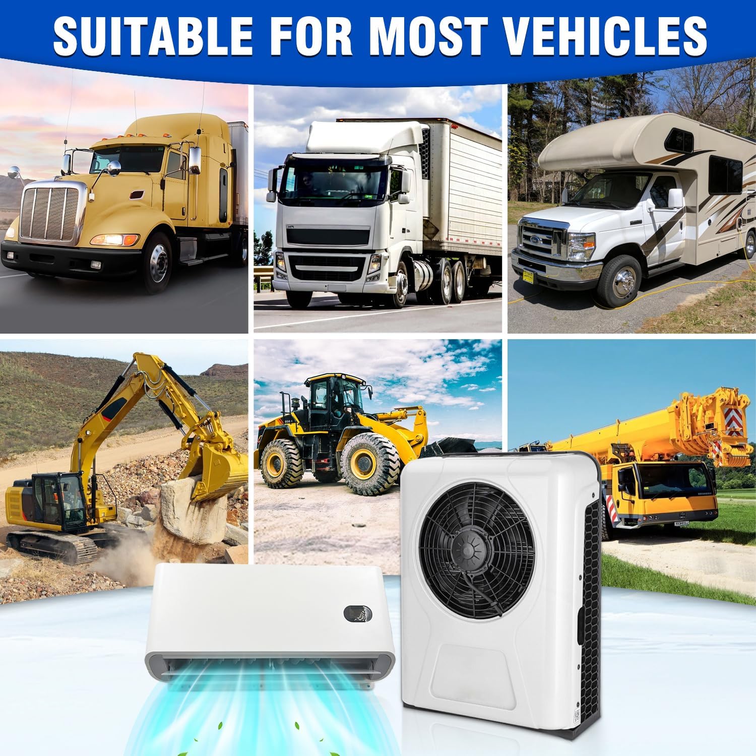 12v Air Conditioner 10000BTU 12 volt AC Unit for Semi Truck RV Motorhome Bus Trailers Tractors Camper Van Split Parking Air Conditioning Fast Cooling Low Noise
