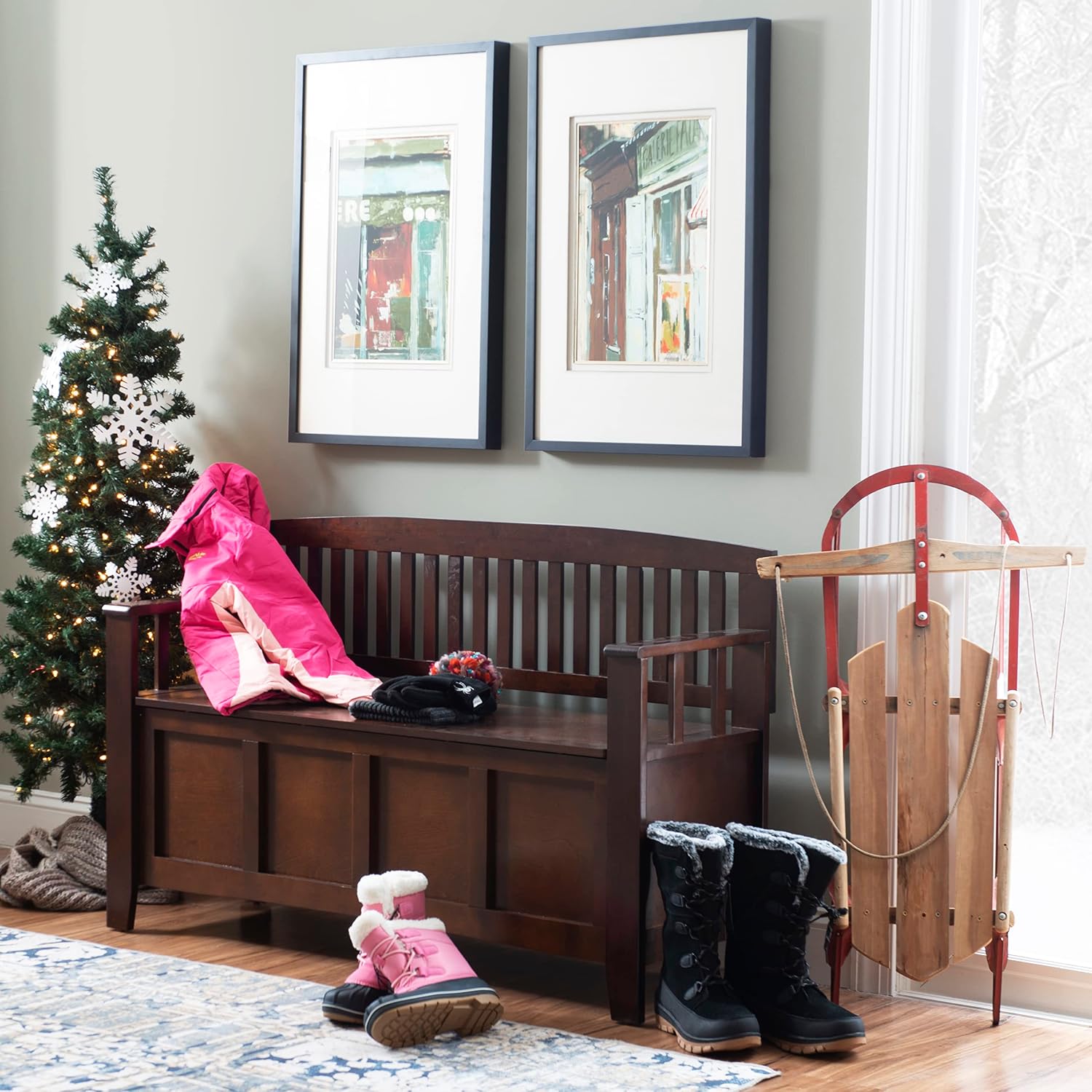 Linon Home Dcor Linon Home Decor Cynthia Storage Bench, 50'w x 17.25'd x 32'h, Walnut