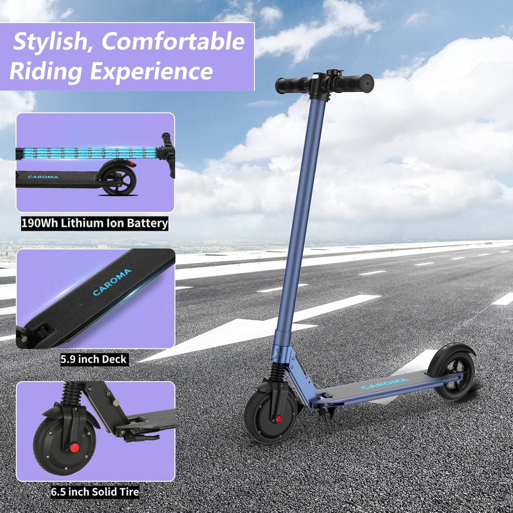 Caroma Electric Scooter Adults Peak 450W, 16-21 Miles Range E Scooter, Safe Speed Control Scooter with Smart LED Display Max 16 MPH, Lightweight Foldable E-Scooter,Electric Scooter for Kids,Gift Idea