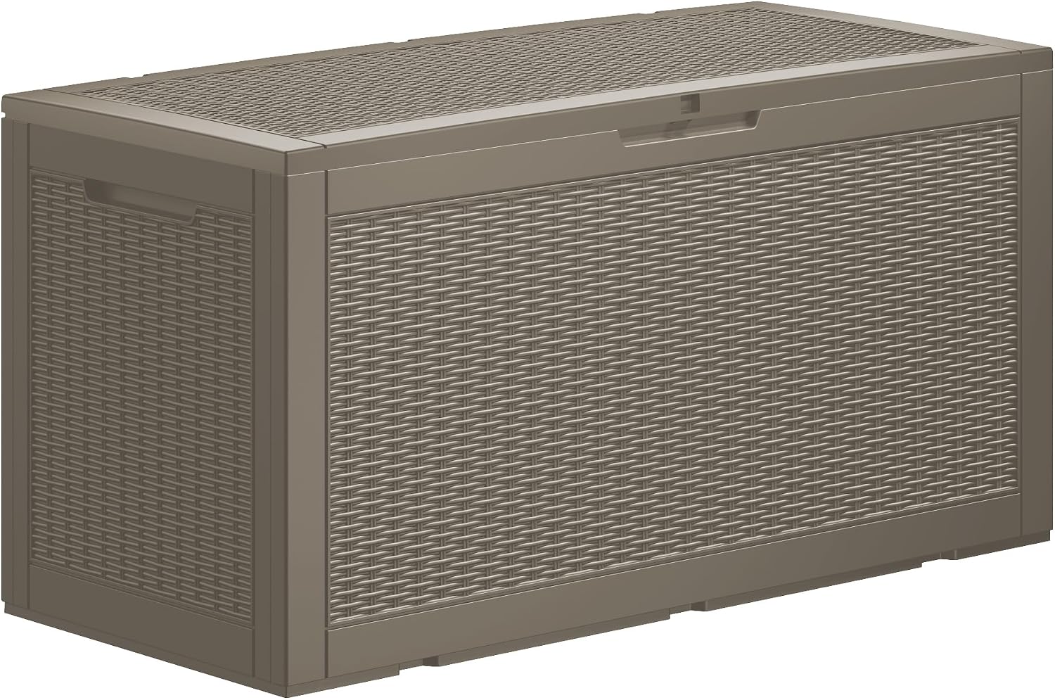 105 Gallon Resin Deck Box, Waterproof Outdoor Storage Bin for Patio Furniture, Pool Accessories, and Garden Tools, Lockable & UV-Resistant, Grey