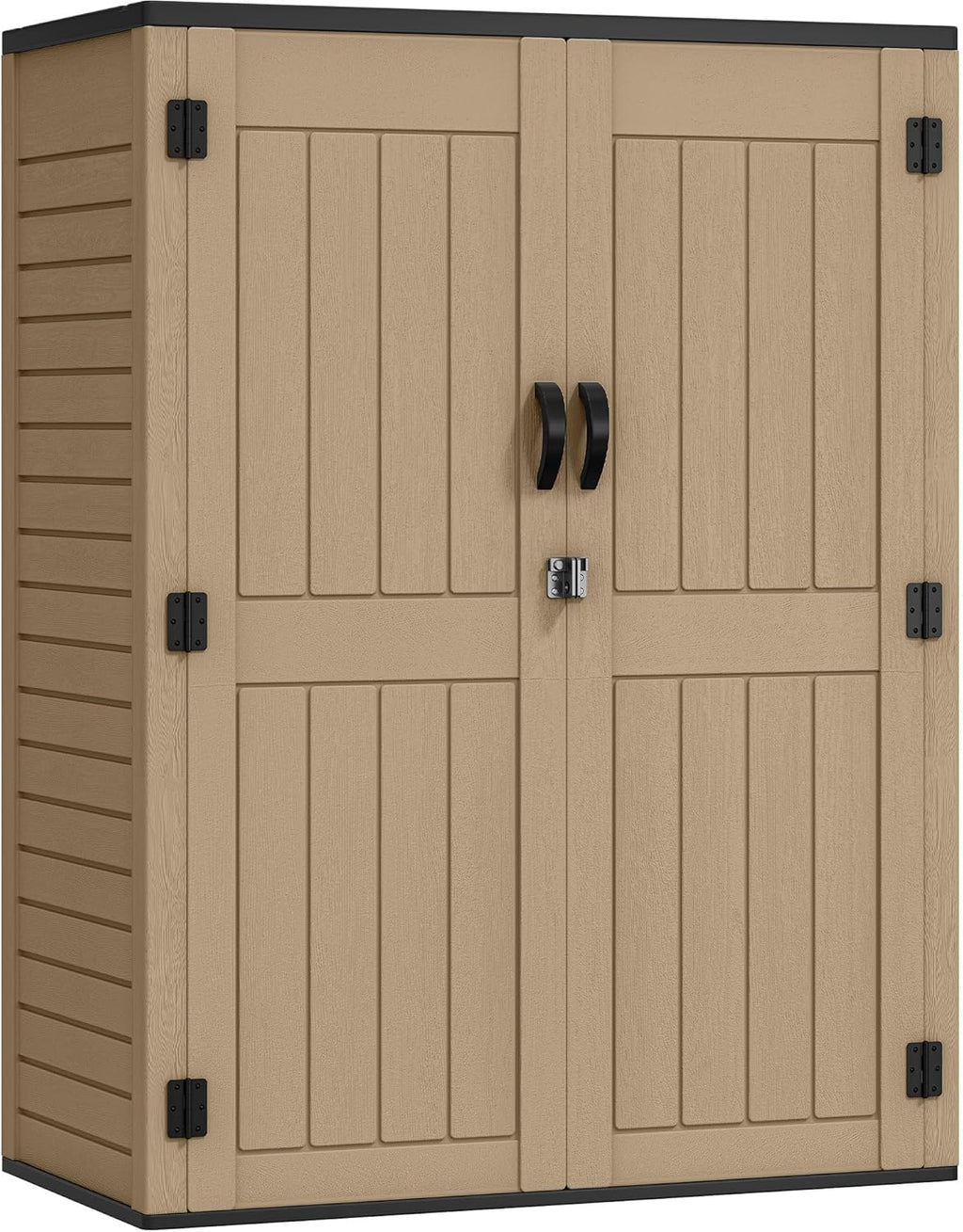 YITAHOME 59 Cuft Outdoor Tall Storage Shed, Waterproof Vertical Resin Shed for Garden, Garage, Patio, Lockable Tool Storage, No Shelves Included, Brown