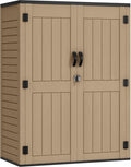 YITAHOME 59 Cuft Outdoor Tall Storage Shed, Waterproof Vertical Resin Shed for Garden, Garage, Patio, Lockable Tool Storage, No Shelves Included, Brown