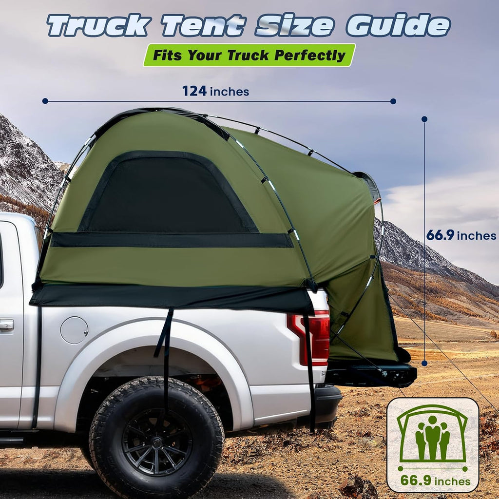 Truck Bed Tent, Waterproof PU3000mm Pickup Truck Tent for Camping Bed, 2-3 Person Sleeping Truck Tent, Portable for Car Camping