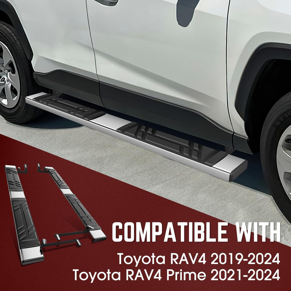 DNA Motoring 6.5' Running Boards Side Steps Compatible with Toyota RAV4 2019-2024, Toyota RAV4 Prime 2021-2024, STEPB-U-RAV419-T1