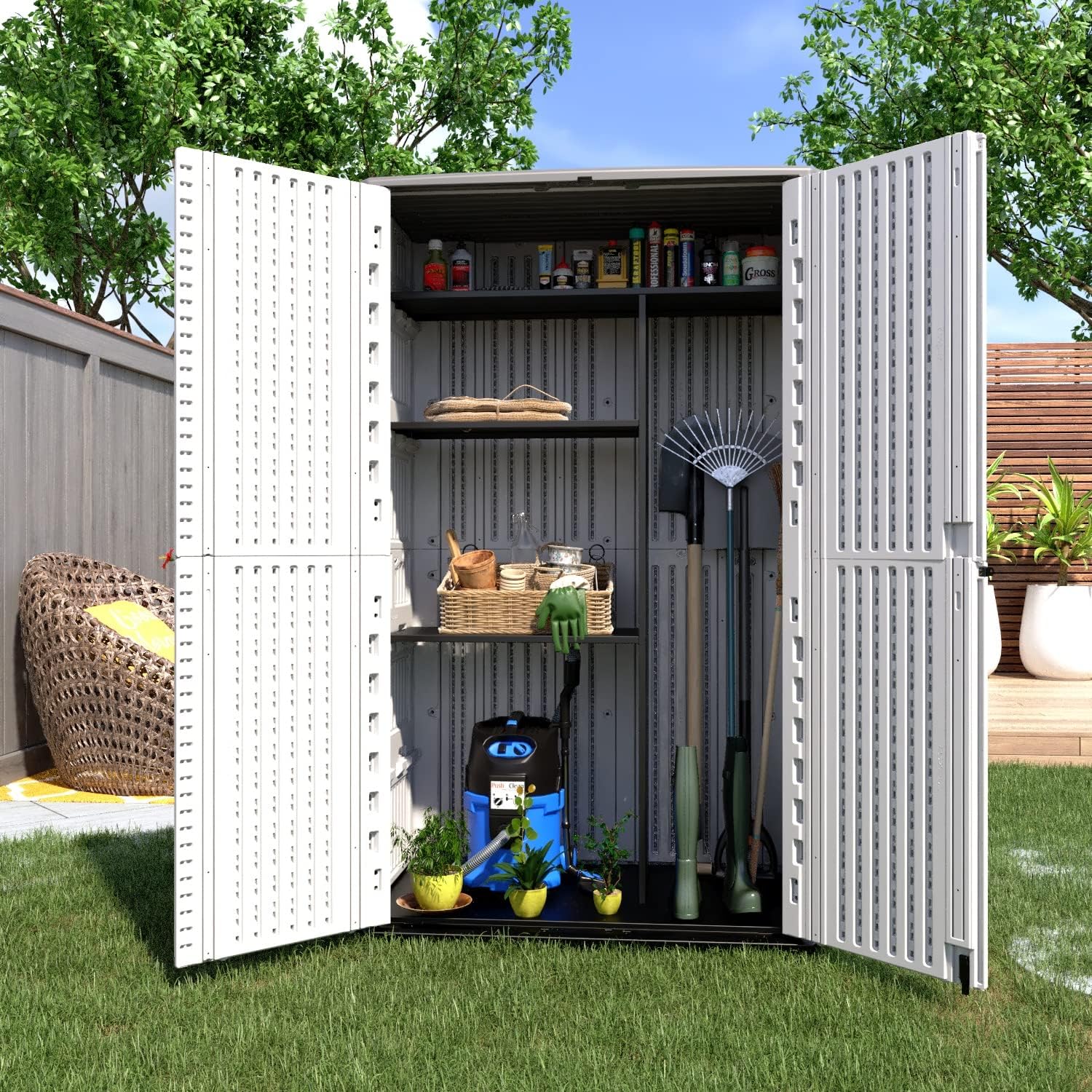 KINYING Metal Laminate Shelving Kit for Kinying Vertical Storage Cabinet, with Screw and Nuts, 68' x 46' x 15'(Color: Black)