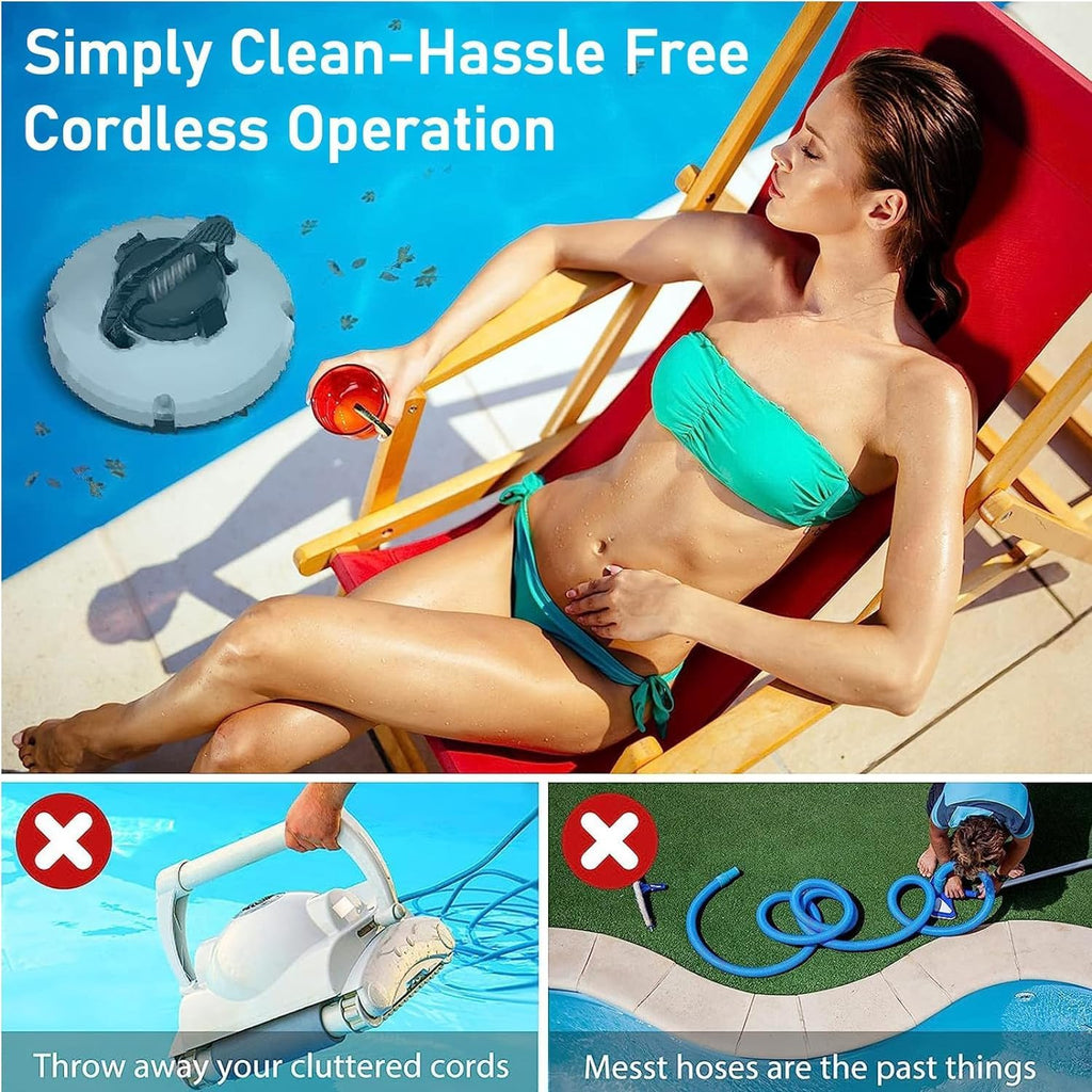 Cordless Robotic Pool Cleaner, Pool Robot Cleaner, Smart Fish Pool Vacuum with Inlet, Underwater Intelligent Machine Cleaning Equipment for Pool Bottom and Walls