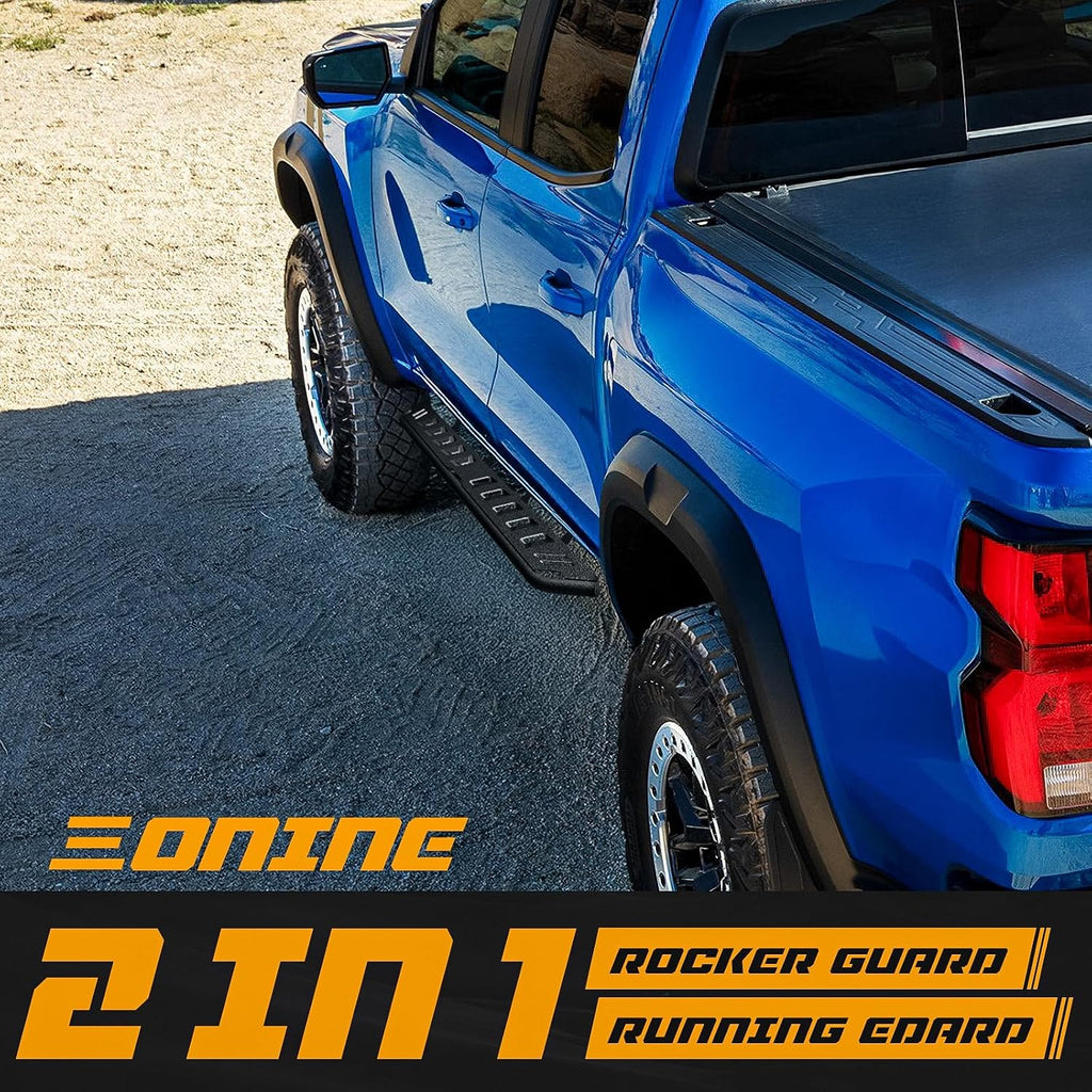 ONINE Tubular 7' Textured Black Running Board Custom Fit 2019-2026 Chevy Silverado/GMC Sierra 1500 & 2020-2026 Chevy Silverado/GMC Sierra 2500HD/3500HD Crew Cab Side Step Nerf Bar
