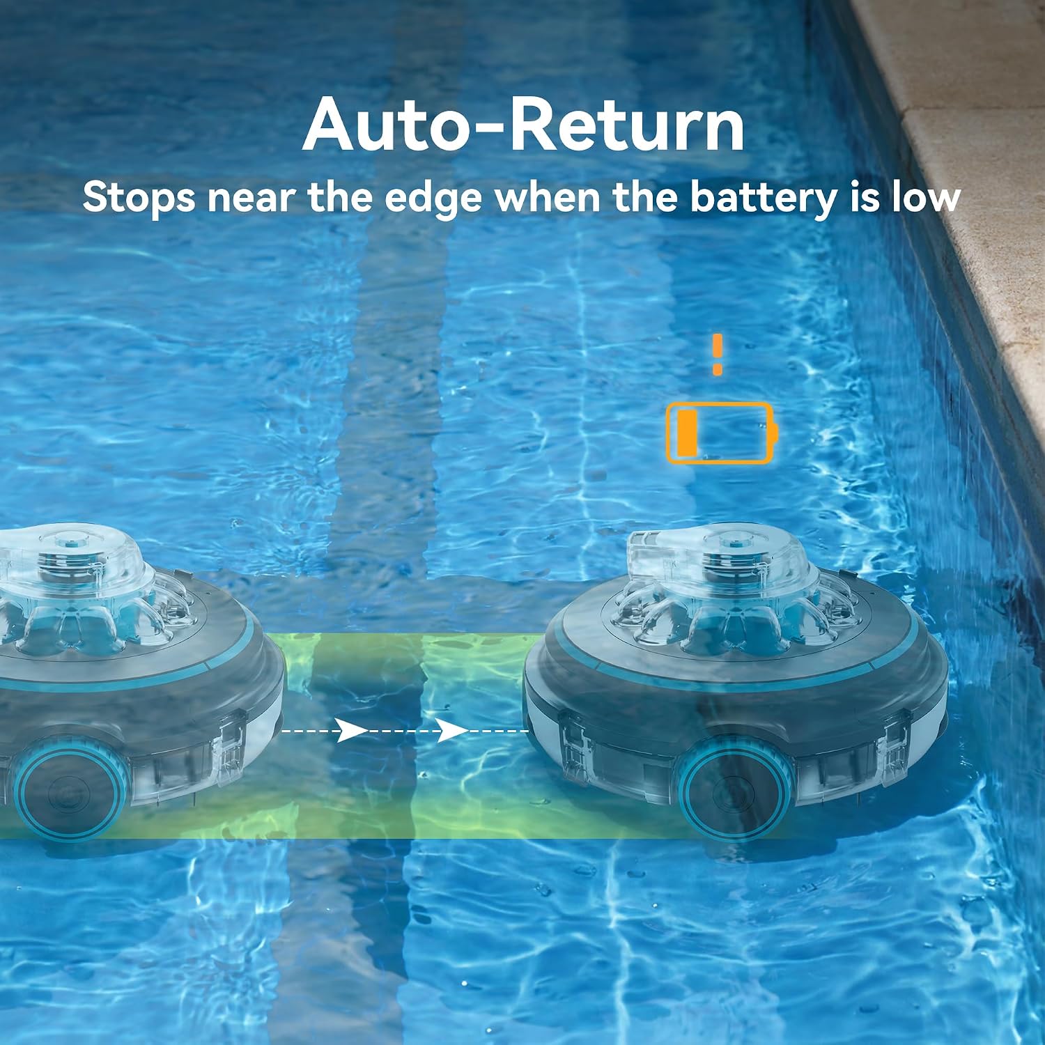 65 Cordless Robotic Pool Cleaner for Above Ground & Inground Pools, Automatic Pool Floor Vacuum with Dual Filtration, 75 Min Runtime, Transparent Design for Leaves, Sand & Debris