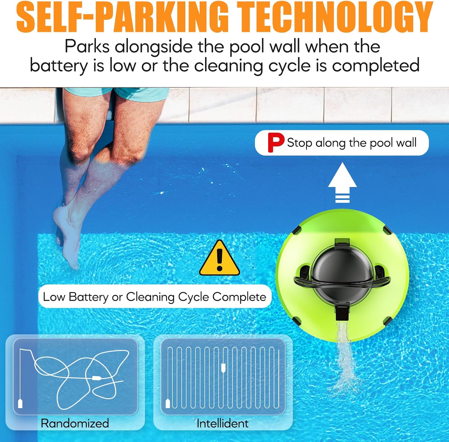 2026 Cordless Robotic Pool Cleaner - 120 Mins Automatic Pool Vacuum for Above Ground Pool & In - Ground Flat Pools up to 1000 Sq.Ft, Robot Pool Cleaner with Self - Parking Tech