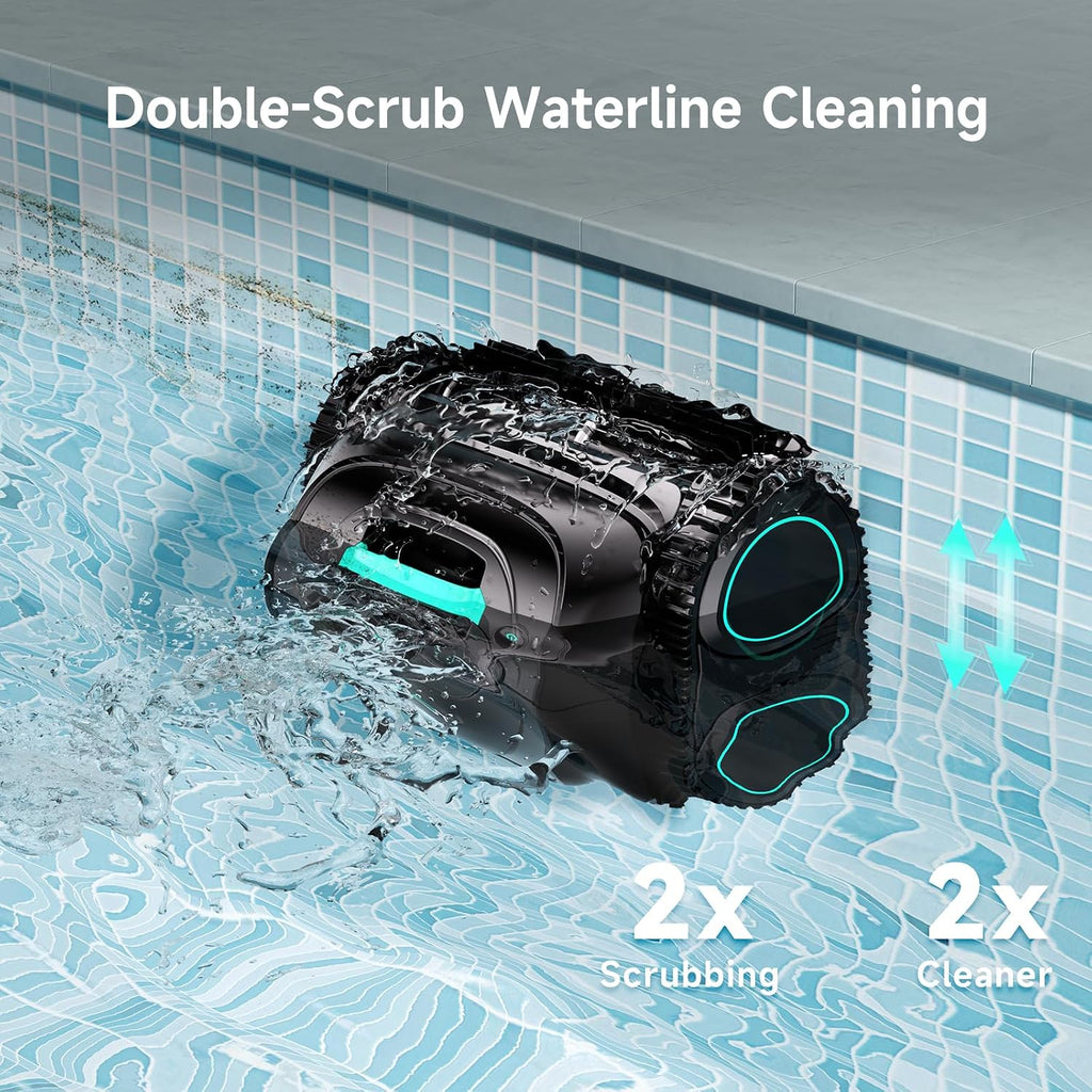 WYBOT C1 Cordless Robotic Pool Vacuum for Inground Pools, Above Ground Pool Cleaner 4-in-1 Wall & Waterline Cleaning Up to 1,614sq.ft, 150mins Smart Navigation, App Support (Forest Green & Black)