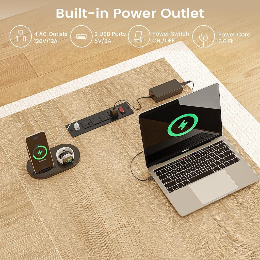 SEDETA 59 Inch L Shaped Electric Standing Desk with Drawers, Executive Adjustable Desk with Power Outlets, Sit Stand Computer Table for Home Office, Oak