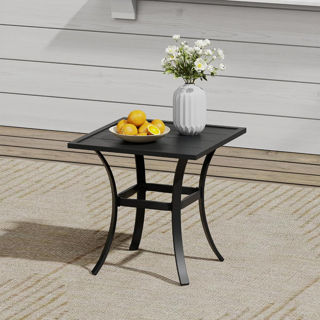 VICLLAX 3 Pieces Small Outdoor Furniture, 2 Patio Swivel Chairs and Small Square Outdoor Table for 2, Mixed Brown Chairs & Black