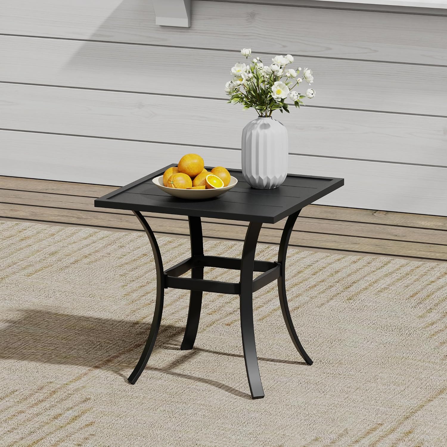 VICLLAX 3 Pieces Small Outdoor Furniture, 2 Patio Swivel Chairs and Small Square Outdoor Table for 2, Mixed Brown Chairs & Black