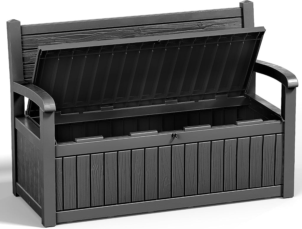 PatioZen 79 Gallon Storage Bench Deck Box Waterproof Lockable,Outdoor Storage Furniture for Patio,Garden and Porch,Tools and Cushions