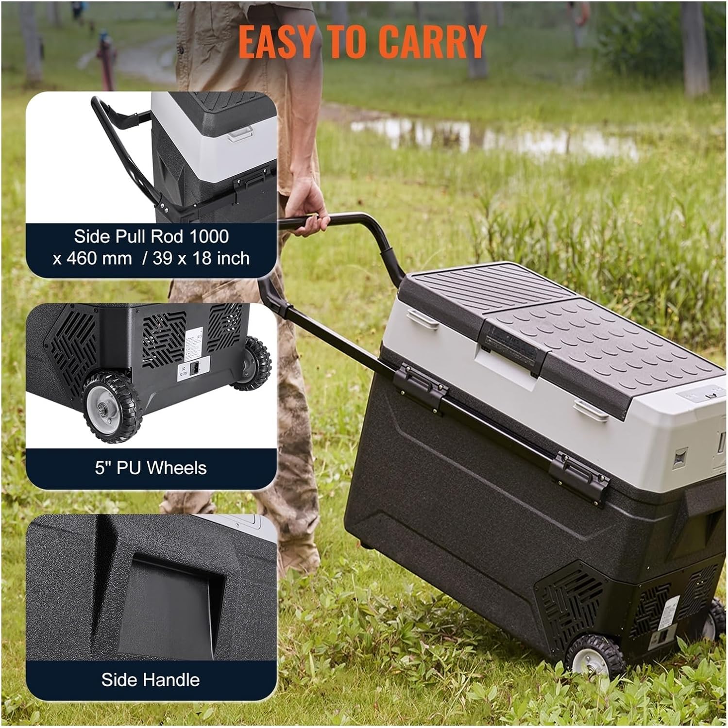 38L/53L Portable Car Refrigerator Freezer Electric Mini Fridge Ice Box With Wheels Compressor For Camping Outdoor Car(53L)