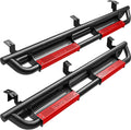 OEDRO 6 inch All Steel Running Boards Compatible with 2005-2023 Toyota Tacoma Double Cab, Bolt-on Side Steps with Paintable Step Plates, Powder Coated Black and High Gloss Red Nerf Bar