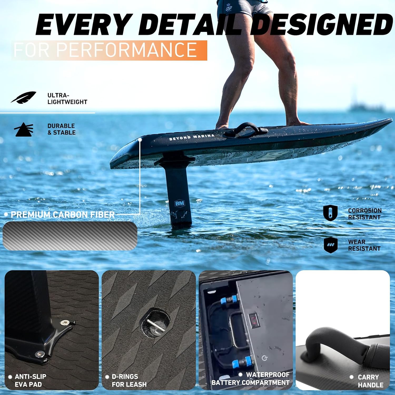 Electric Hydrofoil Surfboard – 8000W Efoil Foil Board for Adults, Supports Up to 286 lbs for Surfing, High-Speed Electric Surfboard with Wireless Remote, Rechargeable Motorized Hydrofoil Board