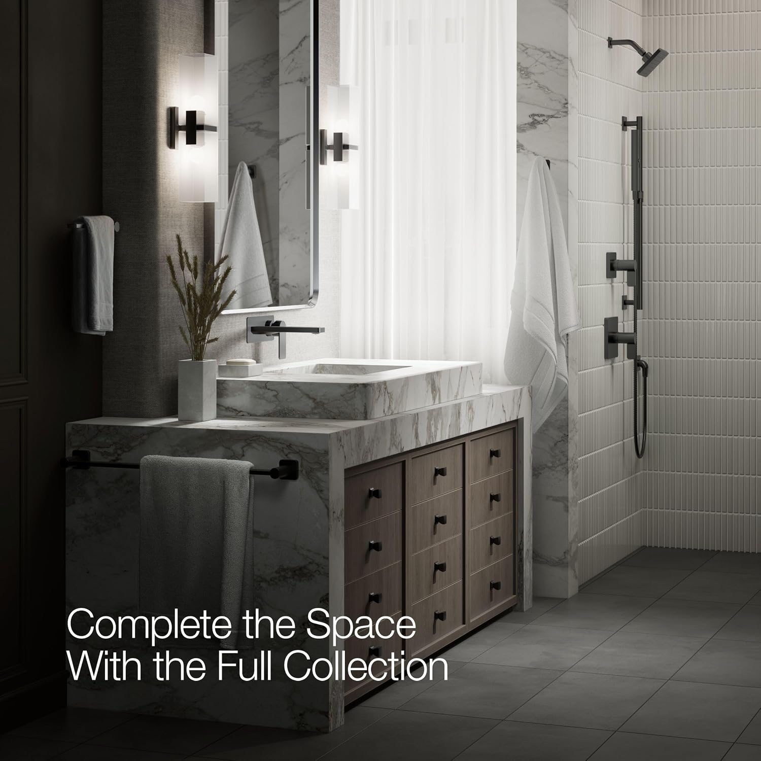 Kohler 22567-4-BL Parallel® Wall-Mount Single-Handle Bathroom Sink Faucet, 1.2 gpm, Matte Black