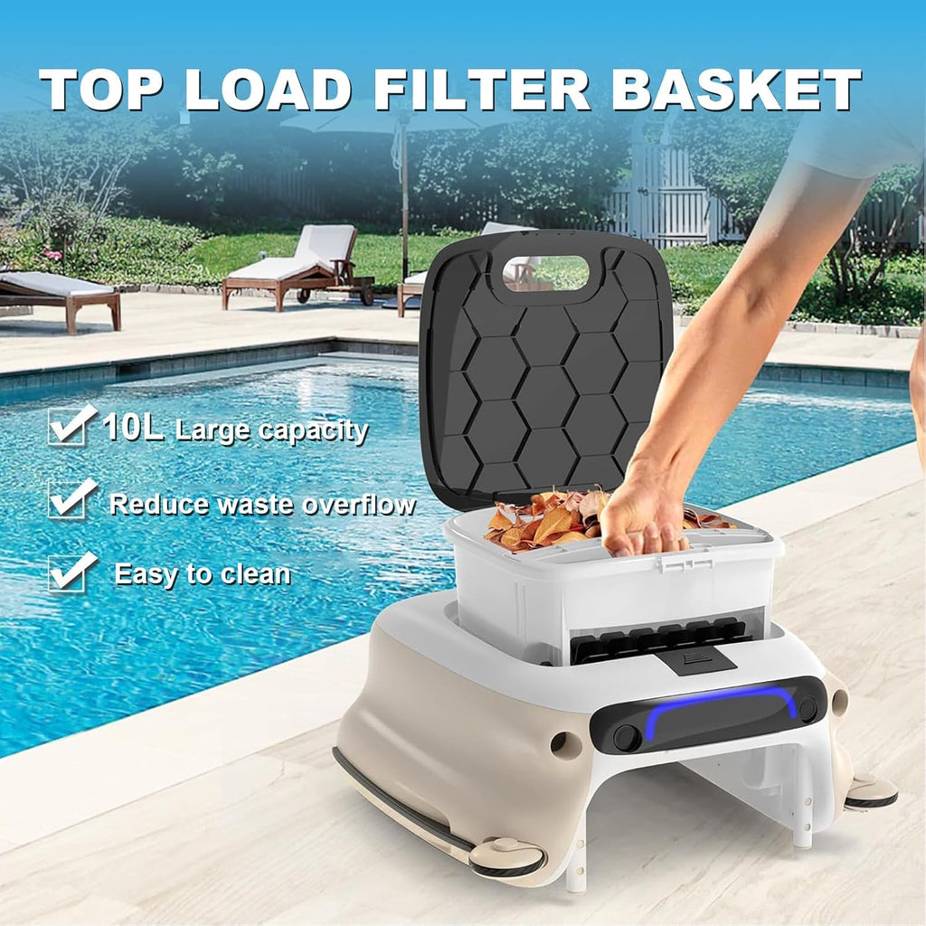 Pool Cleaning Robot | Manual Remote Control Pool Skimmer, Four Sensors, 3 Cleaning Modes, Uv-Resistant Housing, 10l Basket, Can Remove Leaves, Hair, Sediment, Pollen,Dead Insects From The Pool
