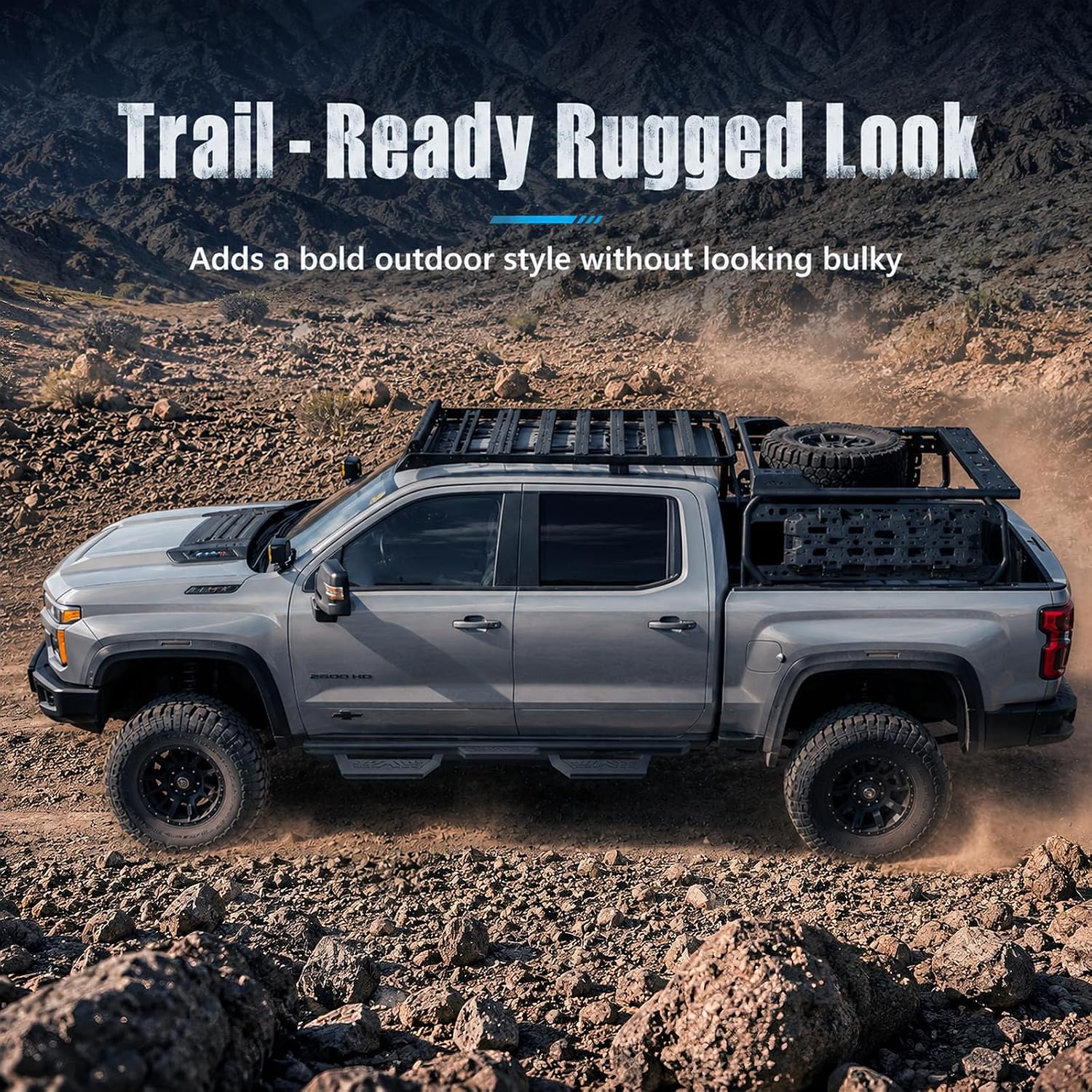 PZ Running Boards Compatible with 2010-2024 Toyota 4Runner Trail Edition,2014-2024 4Runner SR5/TRD Pro Model (Without Side Skirts), Drop Side Steps Black Heavy Duty Carbon Steel Rails Nerf Bars