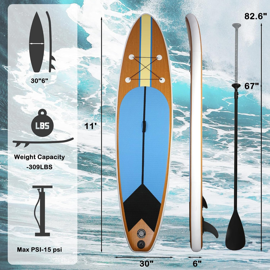 Inflatable Paddle Boards with Non-Slip Deck, Ultra-Light Stand Up Paddle Board Surf Board with Accessories & Carry Bag, Wide Stable Design for Adults and Youth